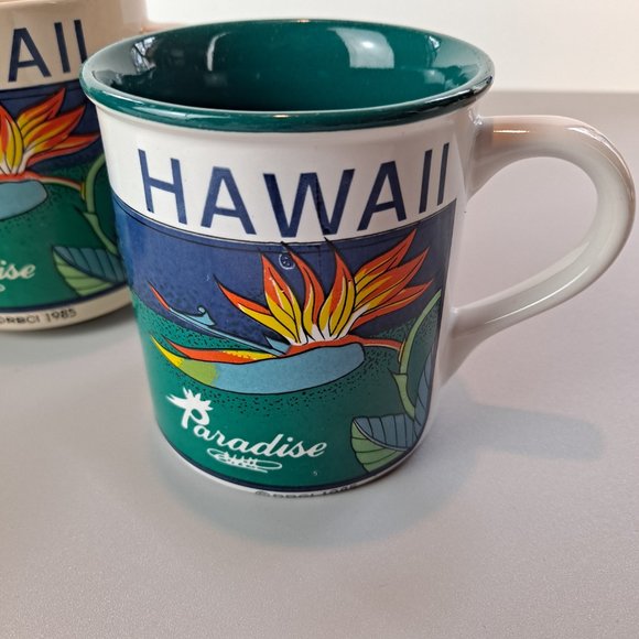3 Vintage Hilo Hattie Hawaii Coffee Mugs Bird of Paradise Flower 1985 - Picture 5 of 7